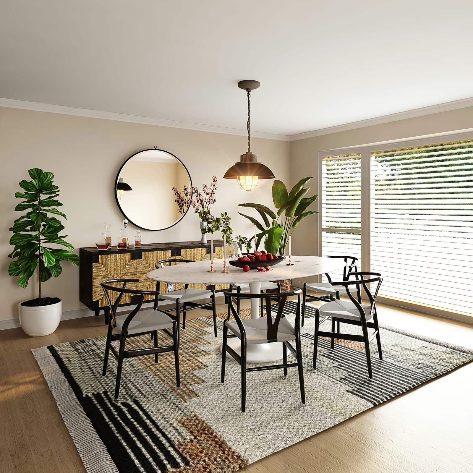 Salón comedor del piso en Chamberí con balcones a la calle